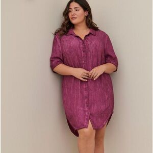 Torrid Plus Size 2X Pink Gauze Button‎ Through Cover-Up Sleep Dress